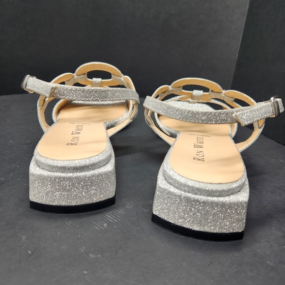 Ron White Dress Sandals 7 Silver Glitter Beverly Wedding Made Italy New $495 - Picture 11 of 15